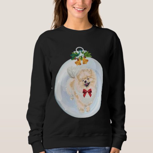 Cute Red Cream Pomeranian Christmas Illustration P Sweatshirt