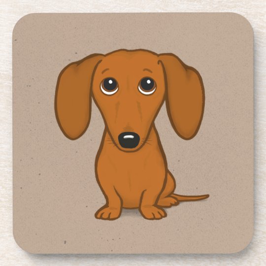 Cute Red Dachshund | Funny Cartoon Wiener Dog Beverage Coaster | Zazzle.com