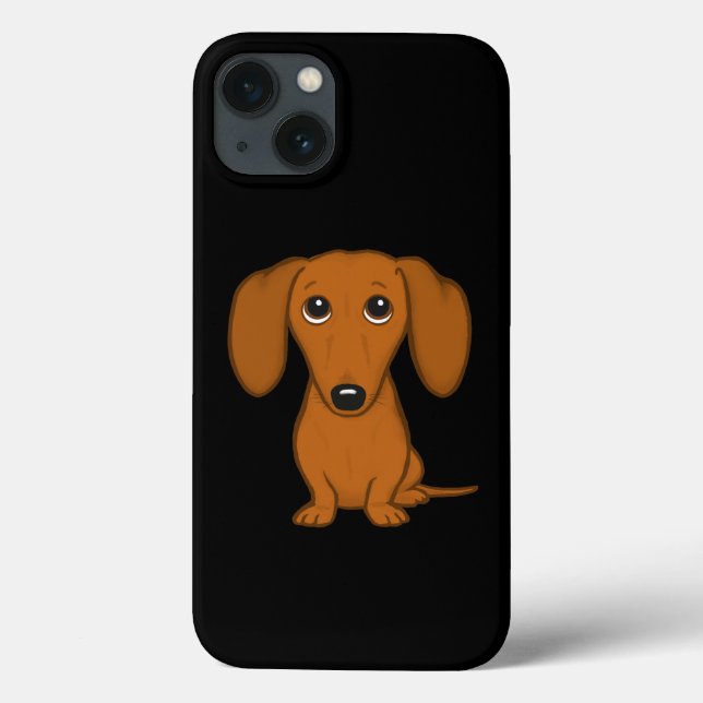 Cute Red Dachshund | Funny Cartoon Wiener Dog Case (Back)