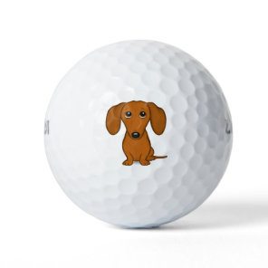 Cute Red Dachshund | Funny Cartoon Wiener Dog Golf Balls