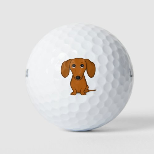 Cute Red Dachshund  Funny Cartoon Wiener Dog Golf Balls