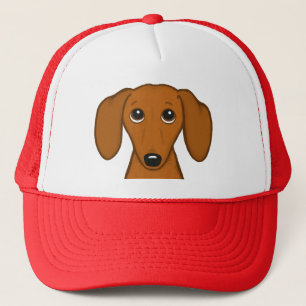 Cute Red Dachshund   Funny Cartoon Wiener Dog Trucker Hat