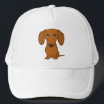 Cute Red Dachshund | Funny Cartoon Wiener Dog Trucker Hat<br><div class="desc">The perfect Doxie lover's hat. Cute cartoon style drawing of a smooth coated red colored Dachshund. Makes a great gift for wiener dog enthusiasts. Unisex size fits most teens and adults.</div>