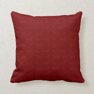 Cute red dachshund pattern throw pillow