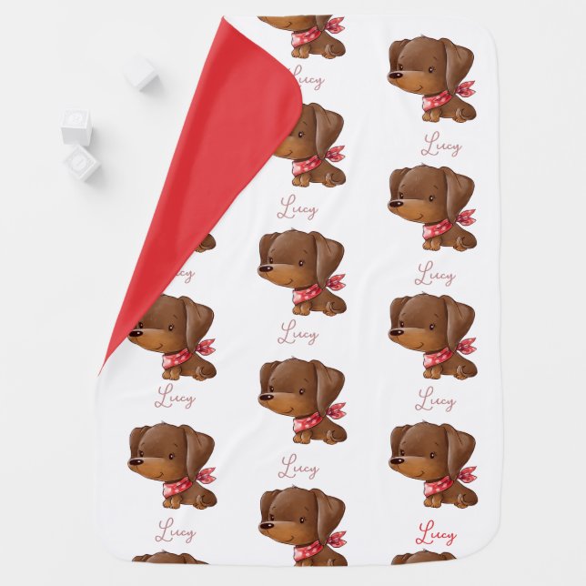 Cute Red Dachshund puppy  Baby Blanket (In Situ)