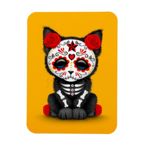 Cute Red Day of the Dead Kitten Cat yellow Magnet