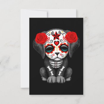 Cute Red Day Of The Dead Puppy Dog Black by crazycreatures at Zazzle