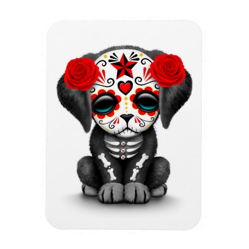 Cute Red Day of the Dead Puppy Dog White Magnet