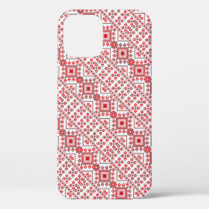 Cute red decorative ukrainian patterns design iPhone 12 pro case
