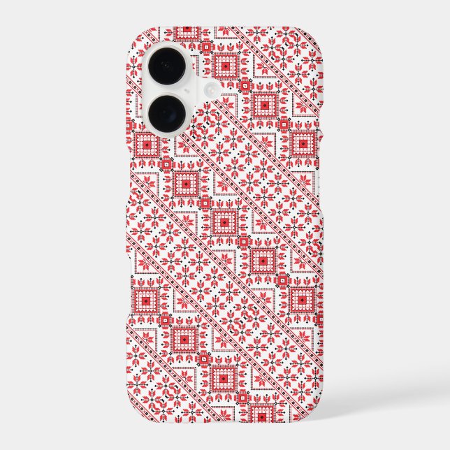 Cute red decorative ukrainian patterns design iphone case (Back)