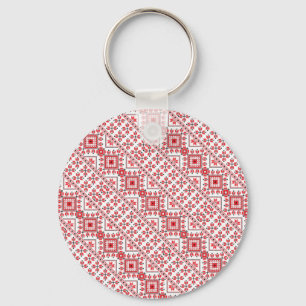 Cute red decorative ukrainian patterns design keychain