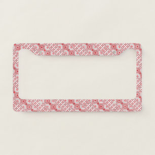 Cute red decorative ukrainian patterns design license plate frame