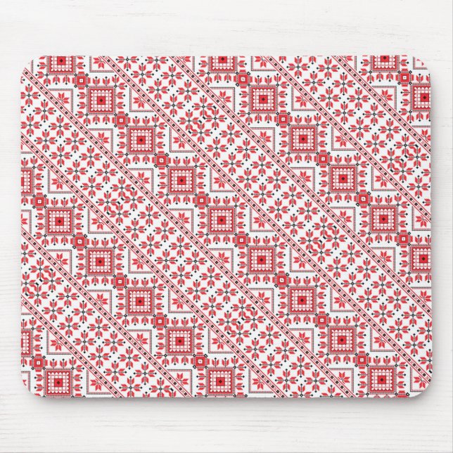 Cute red decorative ukrainian patterns design mouse pad (Front)