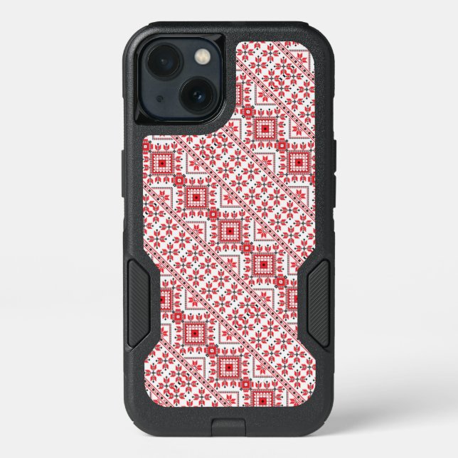 Cute red decorative ukrainian patterns design otterbox iPhone case (Back)