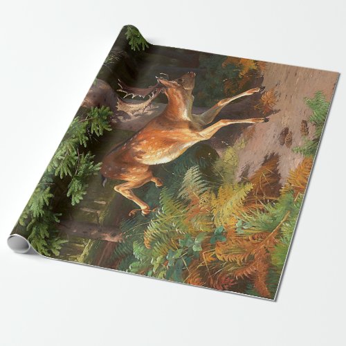Cute Red Deer In The Forest Decoupage  Wrapping Paper