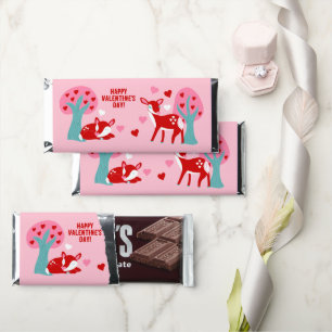 Cute Red Deer Valentine's Day Custom Message Hershey Bar Favors