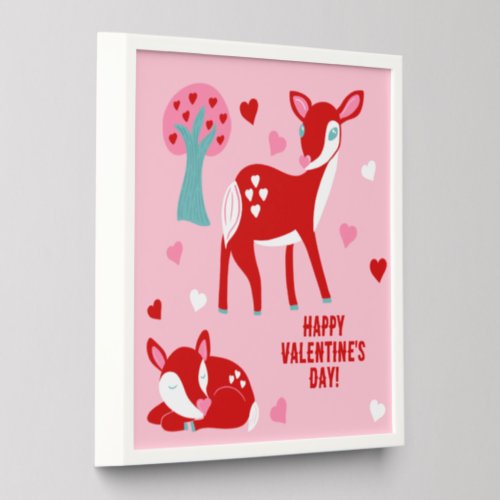 Cute Red Deer Valentines Day Custom Message Peel And Stick Photo Tile