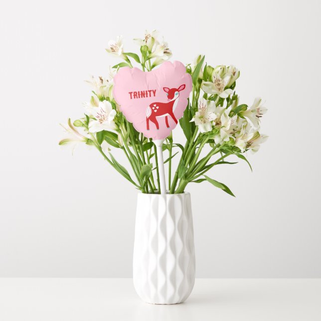 Cute Red Deer Valentine's Day Personalized Balloon (Vase)