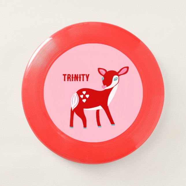 Cute Red Deer Valentine's Day Personalized Wham-O Frisbee (Front)