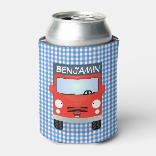 Cute red delivery truck cartoon illustration can cooler