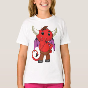 Cute Red Devil Character Thinking Mischievous T-Shirt