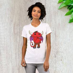 Cute Red Devil Character Thinking Mischievous T-Shirt