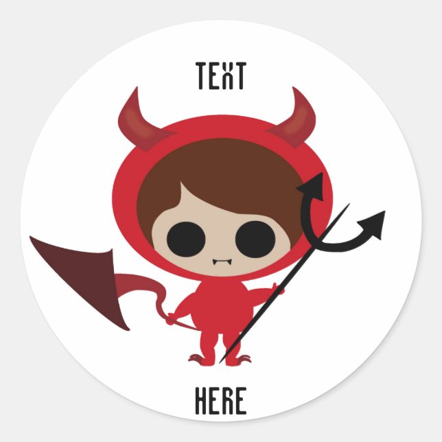 Cute red devil kawaii boy sticker (Front)