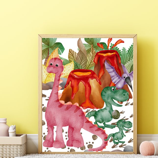 Cute Red Dinosaur Nursery Poster (Creator Uploaded)