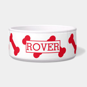 Cute Red Dog Bone Pattern Personalized Bowl
