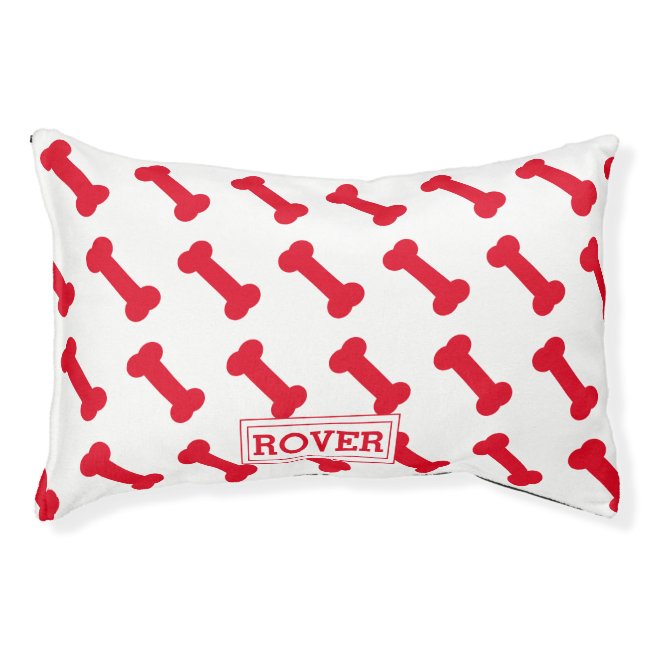 Cute Red Dog Bone Pattern Personalized