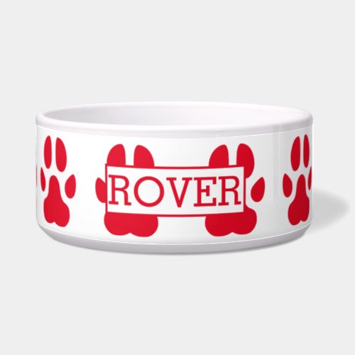 Cute Red Dog Footprint Pattern Personalized Bowl