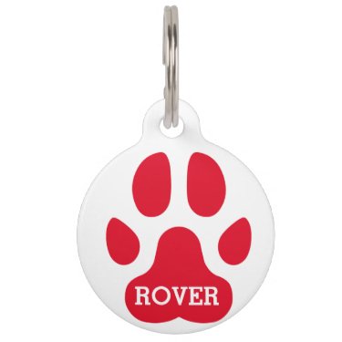 Cute Red Dog Paw Print - Personalized