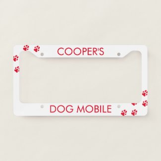 Cute Red Dog Paw Prints - Custom Dog's Name