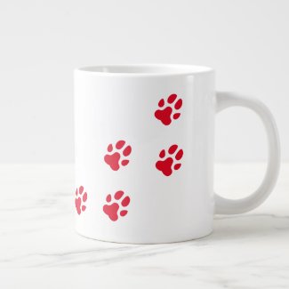 Cute Red Dog Paw Prints Giant Coffee Mug