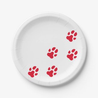 Cute Red Dog Paw Prints