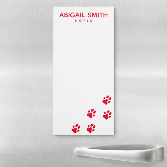 Cute Red Dog Paw Prints - Personalized