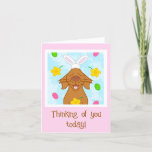 Cute Red Dog With Bunny Ears Happy Easter Holiday Card