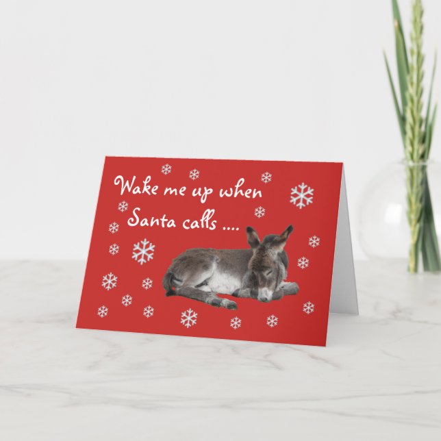 Cute Red Donkey Christmas Card (Front)