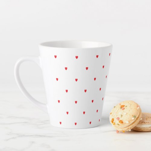 Cute Red Doodle Hearts White Classy Elegant 2021 Latte Mug