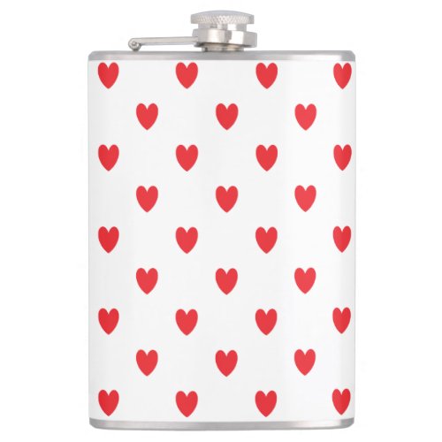 Cute Red Doodle Hearts White Classy Elegant 2022 Flask