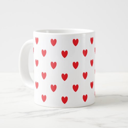 Cute Red Doodle Hearts White Classy Elegant 2022 Giant Coffee Mug