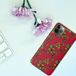 Cute Red Doodles Floral Pattern iPhone 11Pro Max Case<br><div class="desc">Seamless floral pattern with hand drawn flowers on a dark red background.</div>