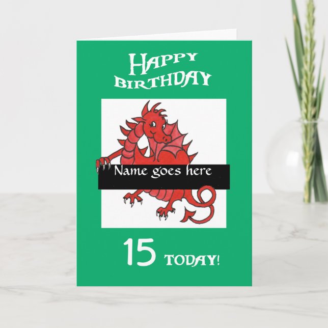 Cute Red Dragon Birthday Card to Personalize (Front)
