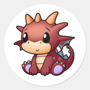 Cute Red Dragon Classic Round Sticker
