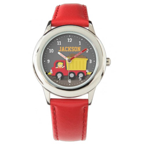 Cute Red Dump Truck Construction Builder Boy Watch