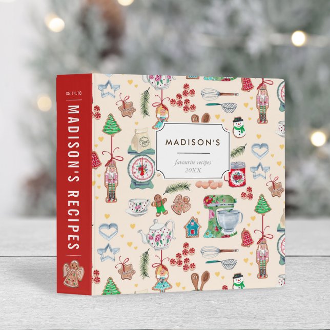 Cute Red & Ecru Christmas Kitchen Tools Pattern Binder (Creator Uploaded)