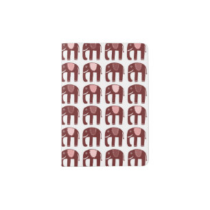 Cute Red Elephants Pattern Passport Holder