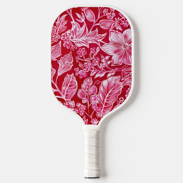 Cute Red Exercise Floral Pickleball Paddle (Front)