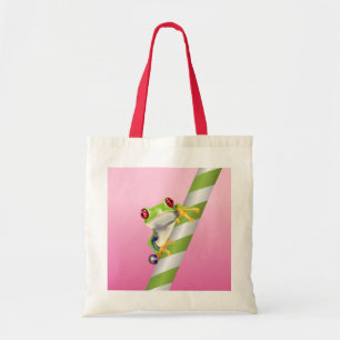 Cute Red Eye Tree Frog on Straw Tote Bag