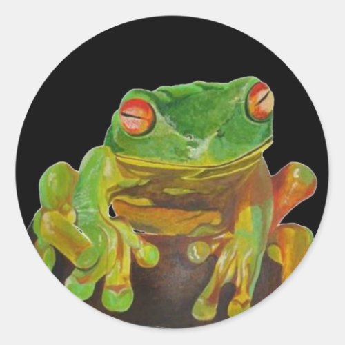 Cute Red Eyed Tropical Tree Frog Cut Out Classic Round Sticker